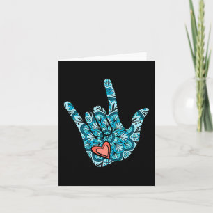 Carte ASL Langue des signes Je t'aime Gésture Coeur Sour