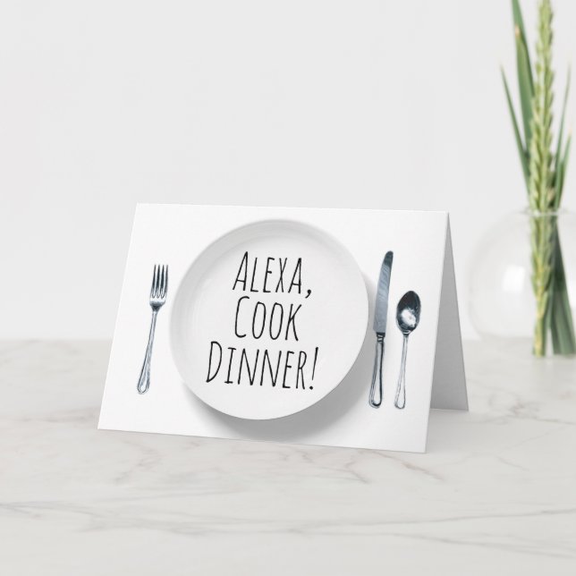 Carte Assiette à dîner blanche avec commande Alexa pour  (Devant)
