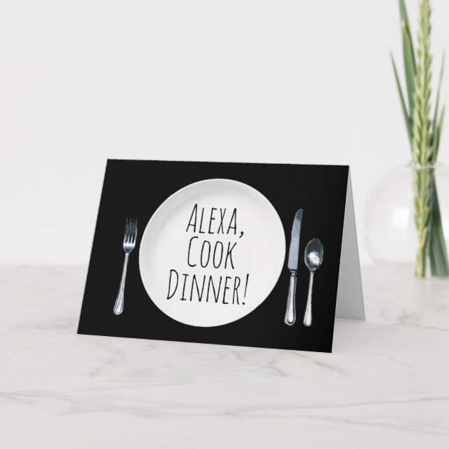 Carte Assiette à dîner blanche avec commande Alexa pour  (Devant)