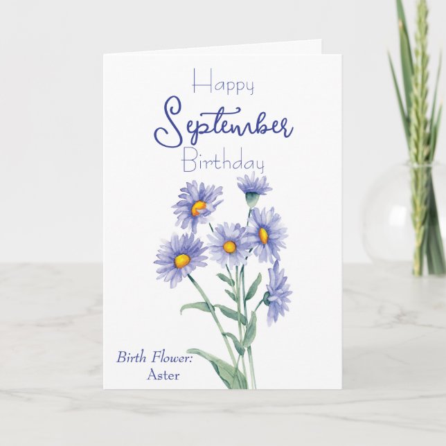 Carte Aster Septembre Fleur de naissance Anniversaire (Devant)
