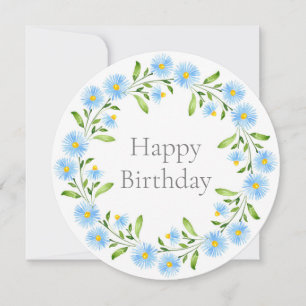 Carte Asters Watercolor Floral Wreath Card