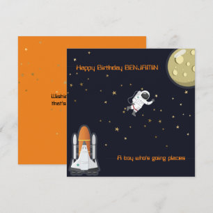 Carte Astronaut Lune Rocket Kids Système solaire Plat am