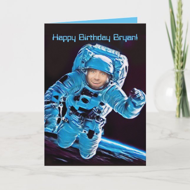 Carte Astronaut Personnalisé Dans L'Espace Photo Anniver (Devant)