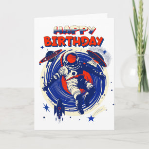 Carte Astronaut personnalisé Thème d'anniversaire