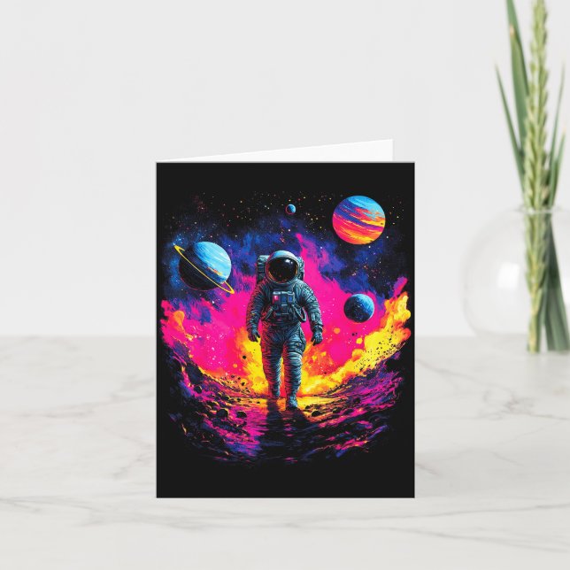 Carte Astronaut Walking In Galaxy Outer Space Explorer S (Devant)