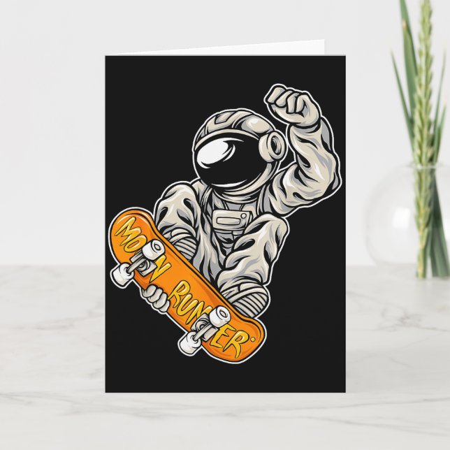 Carte Astronaute Skateboardeur, Amateur de Skateboard, A (Devant)