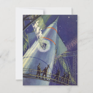 Carte Astronautes de la science-fiction vintage sur un v