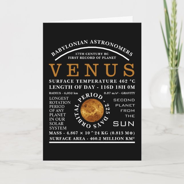 Carte Astronomie détaillée de la planète Vénus (Devant)