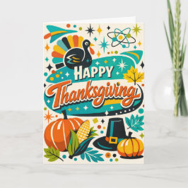 Carte Atomic Mid Century Thanksgiving Turkey Pumpkin