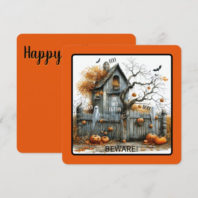 Carte Attention & Boo - The Haunted Gatehouse (Devant / Derrière)