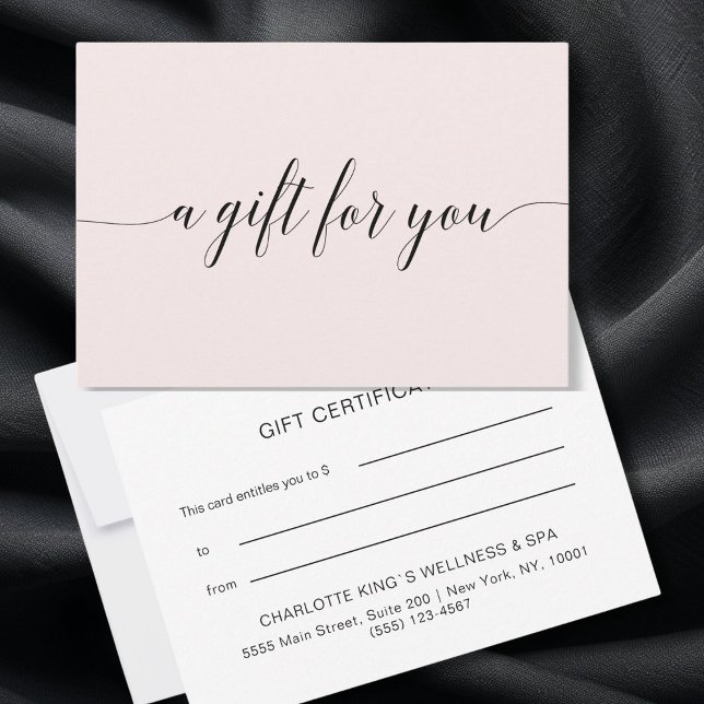 CARTE ATTESTATION DE SOCIÉTÉ (Elegant Minimalist Pink Gift Certificate)