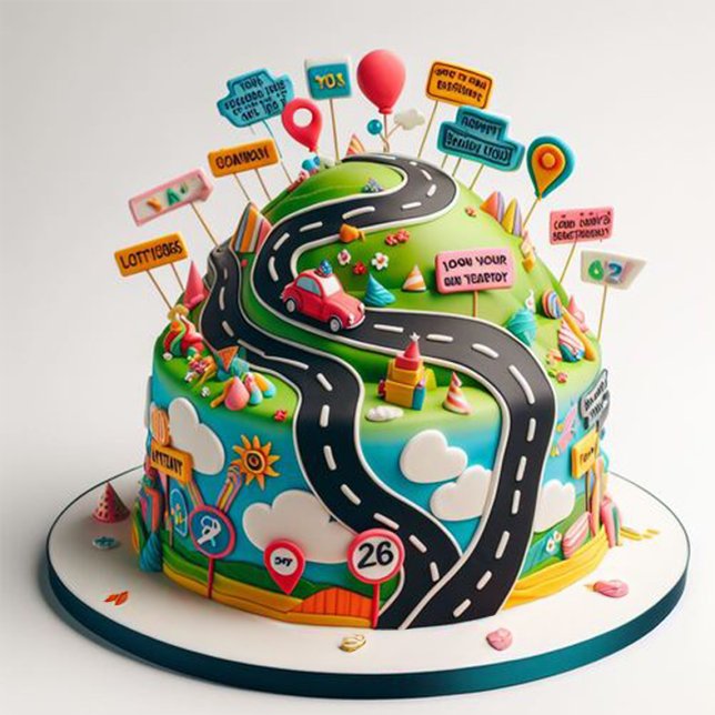 CARTE AU-DESSUS DE LA COLLINE FUN BIRTHDAY CAKE (Créateur téléchargé)