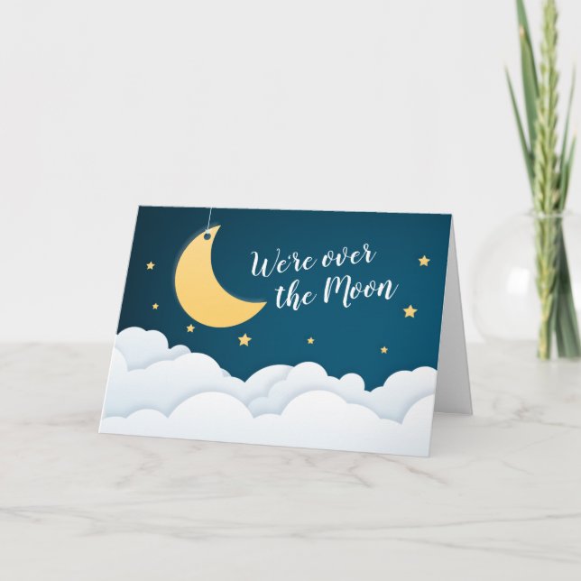 Carte Au-dessus de l'Merci du Baby shower de la Lune (Devant)
