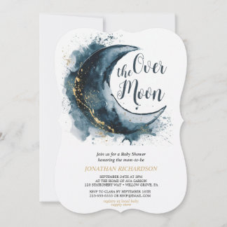 Carte Au-dessus du Baby shower bleu Moon Gold Stars