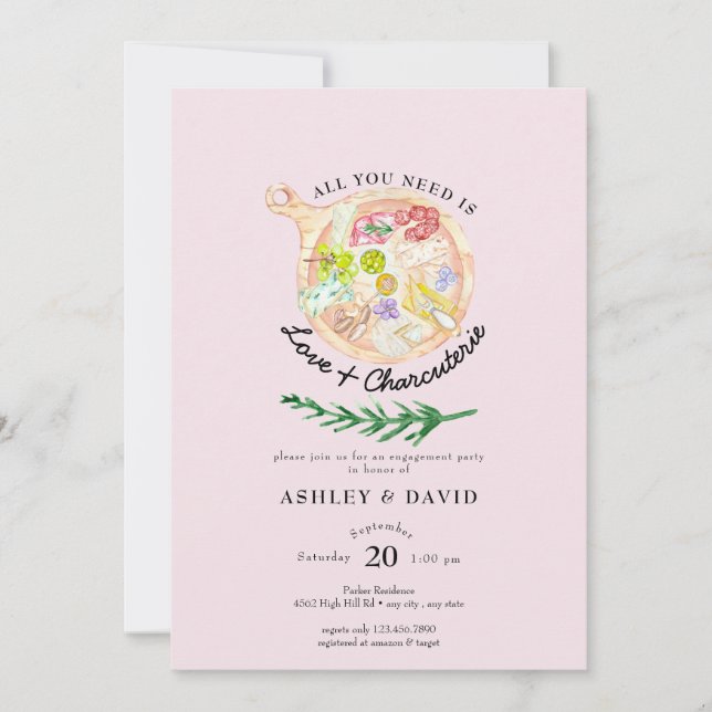 Carte au fromage aquarelle | Fête des mariées aqua (Devant)