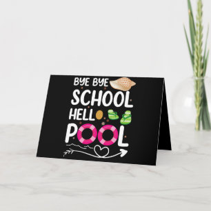 Carte Au revoir école bonjour piscine dernier jour d'éco