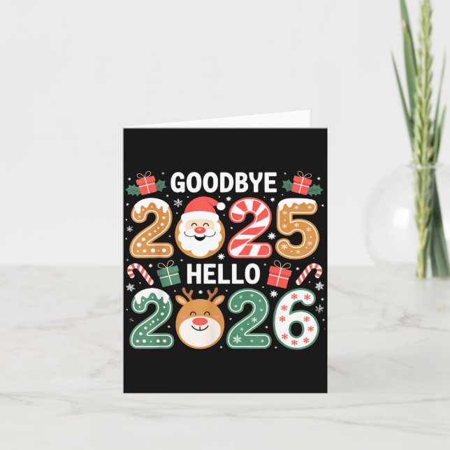 Carte Au revoir joyeux 2025 Bonjour 2026 Nouvel An festi (Devant)