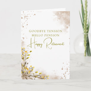 Carte Au revoir Tension Bonjour Pension Retraite Élégant