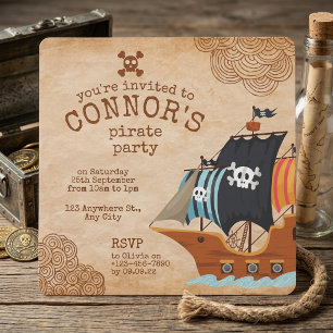 Carte au trésor de bateau pirate pour anniversaire