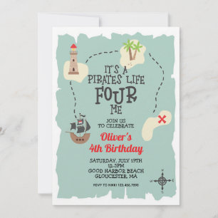 Carte au trésor pirate pour un quatrième anniversa