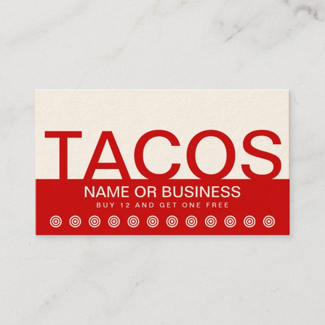 carte audacieuse de fidélité de client de TACOS (Devant)