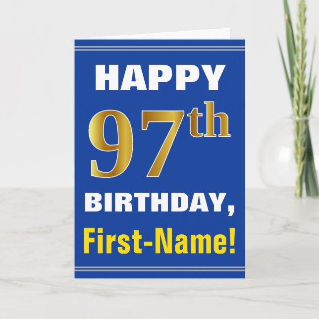Carte Audacieux, bleu, anniversaire d'or de Faux (Devant)