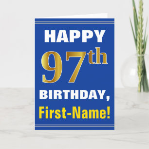 Carte Audacieux, bleu, anniversaire d'or de Faux