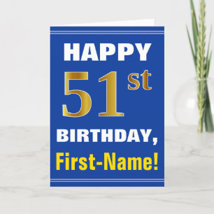 Carte Audacieux, bleu, anniversaire d'or de Faux