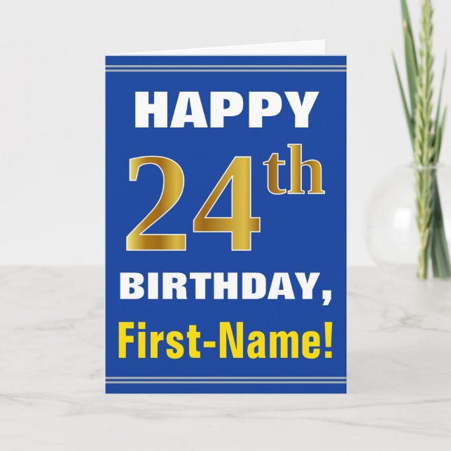Carte Audacieux, bleu, anniversaire d'or de Faux 24ème (Devant)