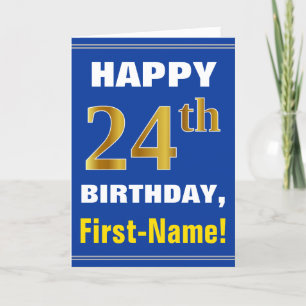 Carte Audacieux, bleu, anniversaire d'or de Faux 24ème