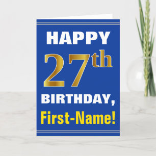 Carte Audacieux, bleu, anniversaire d'or de Faux 27ème