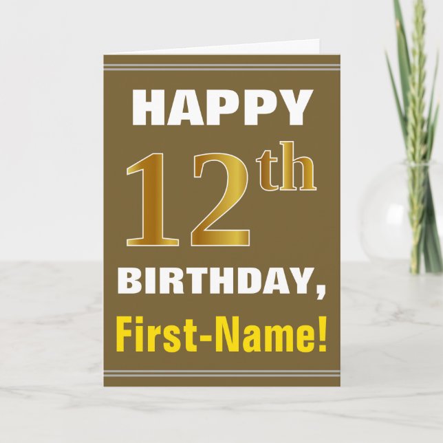 Carte Audacieux, Brown, anniversaire d'or de Faux 12ème (Devant)