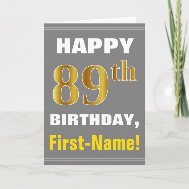 Carte Audacieux, gris, anniversaire d'or de Faux (Devant)