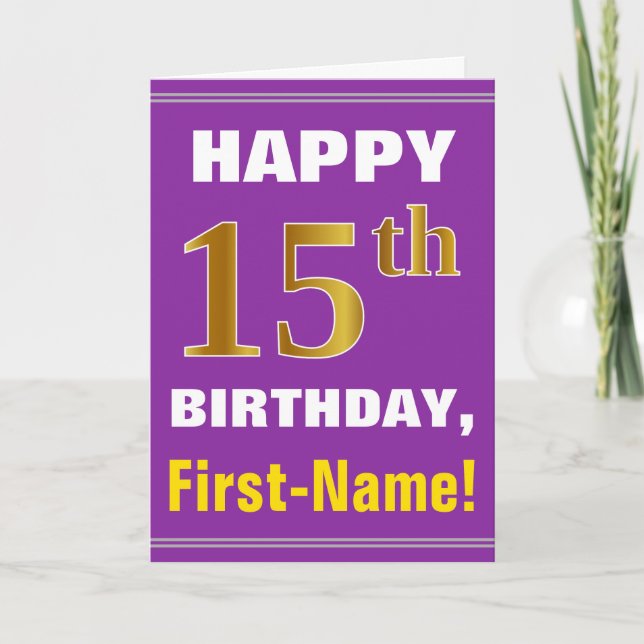 Carte Audacieux, pourpre, anniversaire d'or de Faux (Devant)