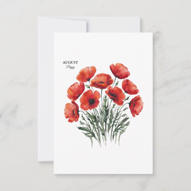 Carte August Poppy Bloom - Cadeau d'anniversaire personn (Devant)