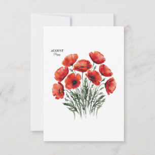 Carte August Poppy Bloom - Cadeau d'anniversaire personn