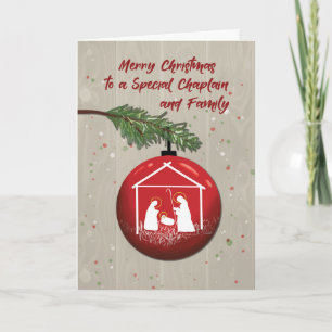 Carte Aumônier et ornement de Noël de famille avec le di