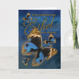 Carte Auntie Ethel Birthday Card With Butterflies
