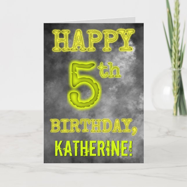 Carte Aura éffrayante brillante "HEUREUX 5ème anniversai (Devant)