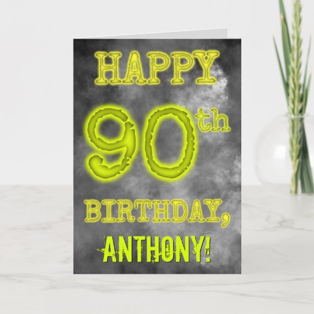 Carte Aura éffrayante brillante "HEUREUX 90ème anniversa (Devant)