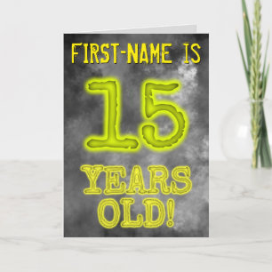 Carte Aura éffrayante brillante Look "15 ANS !" + Nom
