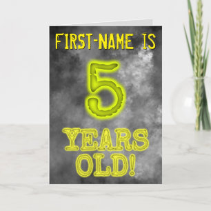 Carte Aura éffrayante brillante Look "5 ans!" + Nom