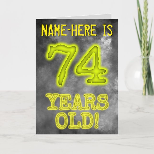 Carte Aura éffrayante brillante Look "74 ANS !" + Nom (Devant)