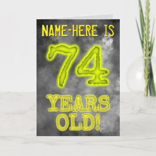 Carte Aura éffrayante brillante Look "74 ANS !" + Nom