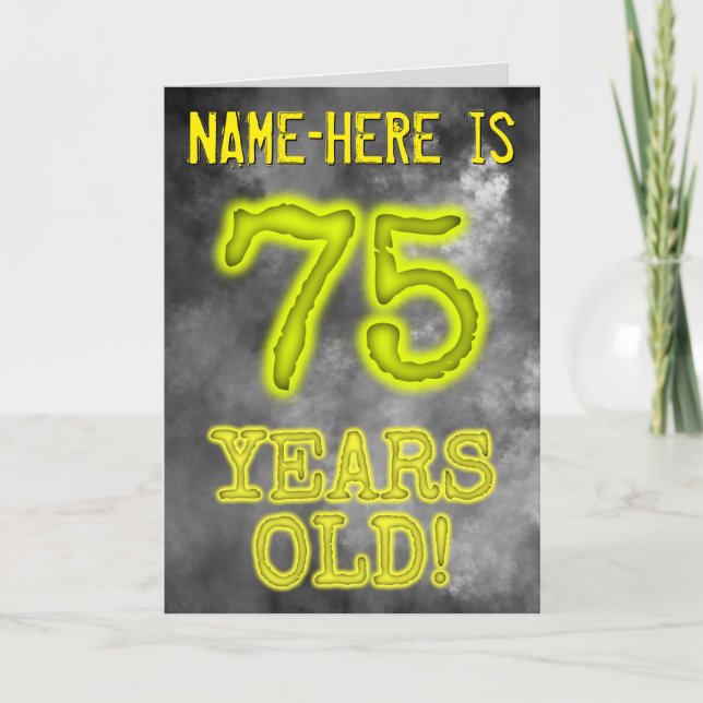 Carte Aura éffrayante brillante Look "75 ANS !" + Nom (Devant)