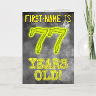 Carte Aura éffrayante brillante Look "77 ANS !" + Nom