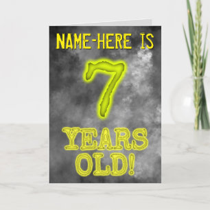 Carte Aura éffrayante brillante Look "7 ans!" + Nom