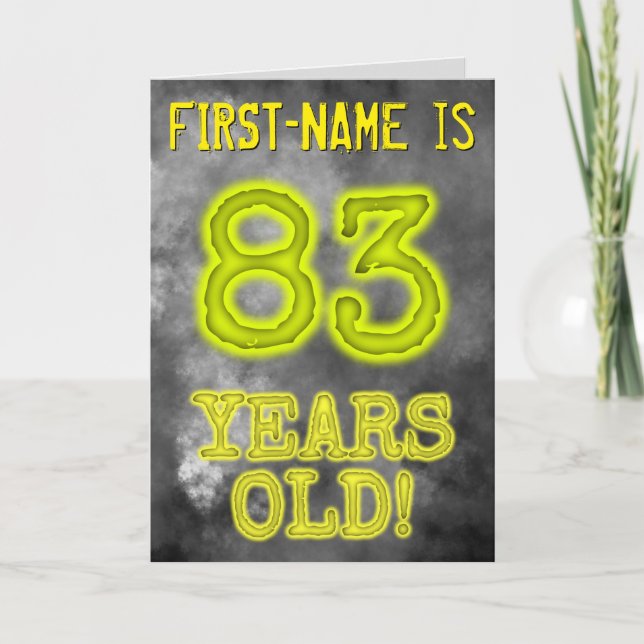 Carte Aura éffrayante brillante Look "83 ANS !" + Nom (Devant)