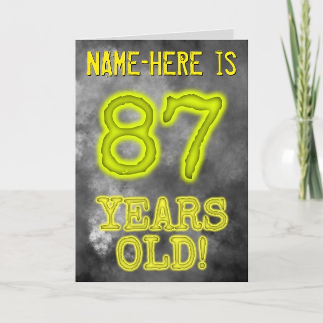 Carte Aura éffrayante brillante Look "87 ANS !" + Nom (Devant)