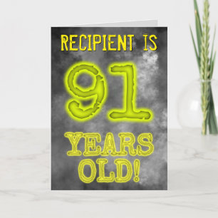 Carte Aura éffrayante brillante Look "91 ANS !" + Nom